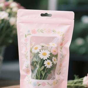 Sacs d'emballage en plastique imprimés sur mesure avec pochette refermable avec fenêtre pour la nourriture de thé de fleur de bonbon - Product Image 4