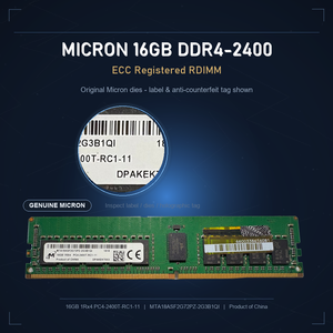 Mémoire serveur Micron 16 Go DDR4-2400 ECC RDIMM 1Rx4, originale, non utilisée, compatible avec HPE, Dell, Supermicro et autres serveurs - Product Image 2