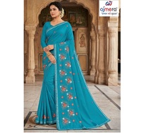 Saree Katun Ajmera Cetak Tradisional yang Bergaya, Lembut, Elegan, Pakaian Etnik untuk Wanita, Cepat Kering, Cocok untuk Semua Musim