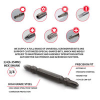 LJ-89 10 embouts de tournevis cruciformes double extrémité 65 mm, sablés, en acier S2 PH2, petite pointe, tige hexagonale, étui plastique, DIY OEM