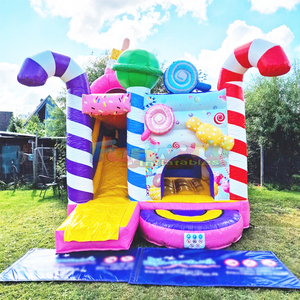 Wholesale backyard kids commercial <b>inflatable</b> candyland bounce house with slide and water pool - Product Image 2
