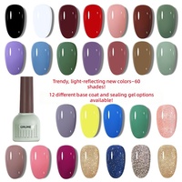 Kit de Vernis à Ongles en Gel - Couleurs Tendances Éclatantes - Ensemble Professionnel Base et Top Coat pour Salons de Manucure - Kit de Gel de Polymérisation Transparent 15ml