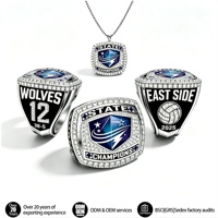 Bague de championnat de flag football pour homme, personnalisée, pour équipe technique locale, avec boîte