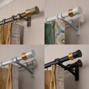 Tringles à rideaux ZSTARR personnalisées, nouveau style, à fixation au plafond, double ou simple, en alliage d'aluminium épaissi à texture brossée pour fenêtre - Product Image 4