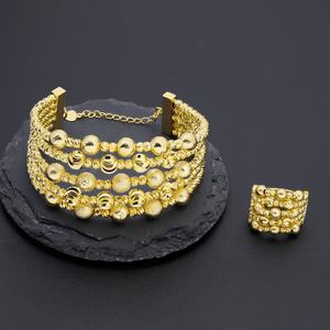JXX Wholesale 24K Gold Plated Brass Jewelry <b>Set</b> Dubai Style Beads and Bridal <b>Rings</b> & Bangles <b>for</b> <b>Women</b> <b>for</b> Weddings and Gifts - Product Image 2