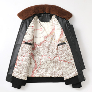 Giacca in Vera Pelle di Agnello G1 <span class=keywords><strong>Aviator</strong></span> Bomber Personalizzata di Alta Qualità con Pelliccia per Uomo - Product Image 3
