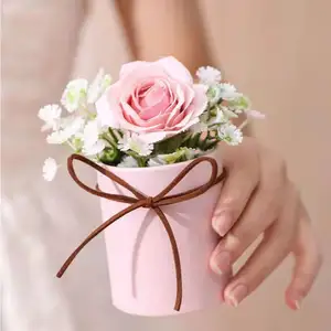 定制优雅玫瑰花包装礼品筒圆形花花束盒花卉迷你盒