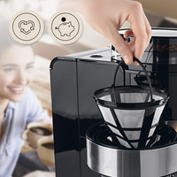 Cafetera Programable de Acero Inoxidable con Molinillo Integrado, Jarra Térmica, Temporizador Digital y Ajustes de Goteo