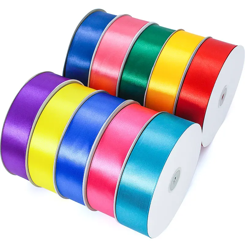 wholesale custom 4 cm solid color single double face satin ribbon 4cm pure silk gift ribbons polyester satin ruban ribbon roll