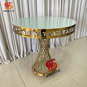 SMOOTH Luxury Gold Wedding Dining <b>Table</b> Oval Shape Stainless Steel Transparent Glass <b>Table</b> <b>Top</b> Dining <b>Table</b> - Product Image 5