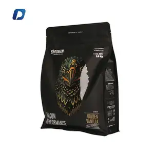 カスタムの空の印刷された包装袋は、バルブとジッパー付きの平底コーヒー豆ポーチを立てます