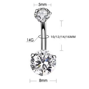 เครื่องประดับเจาะสะดือทรงกลมประดับ<span class=keywords><strong>เพชร</strong></span>คิวบิกเซอร์โคเนียหลากสี ไทเทเนียม ASTM F136 สำหรับผู้หญิง ขายส่งจากโรงงาน - Product Image 5