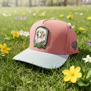 Cappellini Snapback Premium <span class=keywords><strong>Rosa</strong></span> Sportivi Nuovi a 5 Pannelli Personalizzati con Visiera Piatta, Ricamo Cane, Logo Patch Stampa 3D, Bicolore Cucito - Product Image 1
