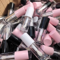 Tube de gloss à lèvres rond de 6 ml le plus vendu avec un grand pinceau, tubes de gloss à lèvres à marque privée avec boîte et logo