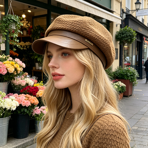 <span class=keywords><strong>Gorra</strong></span> Newsboy Octogonal a Rayas Estilo Británico Retro Francés Cuatro Estaciones para <span class=keywords><strong>Mujer</strong></span>, con Letras Elegantes que Estilizan el Rostro, Versátil para la Playa - Product Image 6