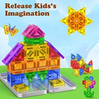 Juego de 100 Piezas de Juguetes Magnéticos Mini para Niños, Bloques de Construcción Magnéticos Educativos