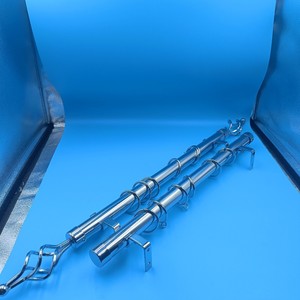 Ensemble de tringles à rideaux en métal de style européen, finition chrome, antirouille, double tringle avec anneaux pour rideaux de fenêtre - Product Image 1