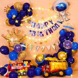 Striscione di <span class=keywords><strong>Buon</strong></span> <span class=keywords><strong>Compleanno</strong></span> a Tema Astronauta, Set di Palloncini in Lattice e Pellicola di Alluminio Resistenti, Decorazione da Parete per Feste di <span class=keywords><strong>Compleanno</strong></span> dei Bambini - Product Image 1