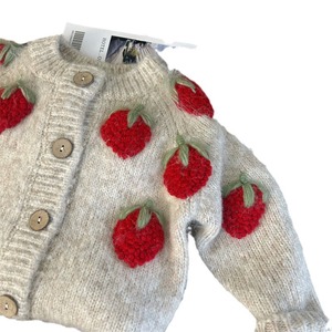 Tongxingyuan Baby Girls Strawberry Cardigan Sweater Set With Leggings Spring Autumn Thin Breathable Pants Set - Product Image 5