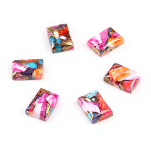 Alta calidad Natural 12x20mm cuarzo rosa púrpura mezcla ostra Shell cobre turquesa rectángulo Flatback cabujón piedras preciosas sueltas - Product Image 1