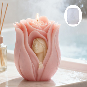 Moule en silicone 3D Fleur Rose Déesse, <span class=keywords><strong>Buste</strong></span> de <span class=keywords><strong>Femme</strong></span>, Portrait de Fille Tulipe, pour Bougies, Cire, Résine et Savon, Outils de Fabrication Artisanale - Product Image 5