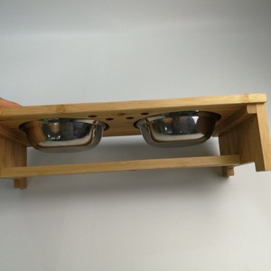 Comedero para Perros de Bambú con Cuencos de Acero Inoxidable 304, Soporte Elevado para Cuencos de Mascotas para Uso Doméstico - Product Image 3