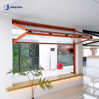 Fenêtre pliante verticale en aluminium à charnière inférieure, avec vérin à gaz pour ouverture vers le haut, double vitrage trempé, pour grande villa