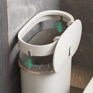 Wall Mounted Trash Can 9L Cylindrical With Lid For Kitchen Toilet Indoor Use Simple White - Product Image 4