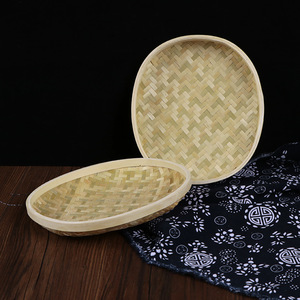 Bamboo Woven Basket Round 23x20cm Handmade <b>For</b> Food Storage <b>Kitchen</b> Use - Product Image 1