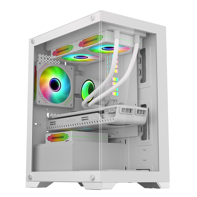 Hot Sale High Quality Pc Customize Case Full Glass Panel Aluminum Frame Computer Case Argb Fan Micro Itx Case with Liquid Cooler