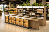 Comptoir de caisse en bois personnalisé pour magasin de proximité, bureau de caisse moderne avec armoire de rangement pour spiritueux, vin, tabac, boutique de détail