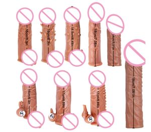 Funda Vibradora de Silicona Líquida de Doble Capa Realista para Pene, Extensor de Pene Reutilizable, Condones Reutilizables, Color Carne, 4.0*22cm, Grande - Product Image 1