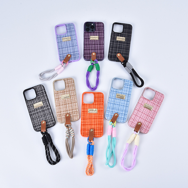 Woven Pattern Metallic Shockproof Full Cover Groove Phone Case for 11-16 Pro Max