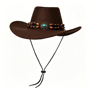 <b>Western</b> Cowboy Bucket <b>Hat</b> UPF50+ UV Protection Wide Brim Sun <b>Hat</b> with Wind Lanyard for Outdoor Travel - Product Image 1