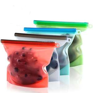 Sac de conservation alimentaire réutilisable en silicone de qualité alimentaire sans BPA avec fermeture éclair, sac de congélation en silicone avec fermeture éclair, récipient de stockage - Product Image 1