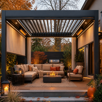 Pergola motorisée en aluminium thermolaqué avec auvent rétractable, gazebo électrique pour terrasse et balcon, utilisation en extérieur