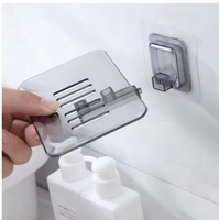 Porte-savon mural en cristal transparent sans soudure Porte-savon de vidange non poreux Fournitures de bain et de toilette