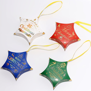 Kotak Permen Kertas Bentuk Bintang Berkilau Emas Berkualitas Tinggi, Dapat Digunakan Kembali, dengan Pita, Ukuran 12*12*4cm untuk Souvenir Pesta Natal - Product Image 5