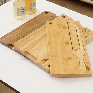 Juego de tablas de cortar de madera rectangulares multifuncionales para uso doméstico en la cocina - Product Image 2