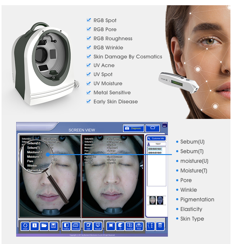 new design professional skin analyzer 3d face skin scanner skin analyzer machine detect