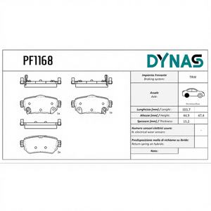 Pastillas de Freno DYNAS PF1168 para Kadjars, Koleos y Qashqai Serie II Italia - Product Image 1
