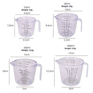 Gobelet <span class=keywords><strong>doseur</strong></span> en PS transparent épaissi, gradué, <span class=keywords><strong>150</strong></span>/300/600/1000 <span class=keywords><strong>ml</strong></span> - Product Image 4