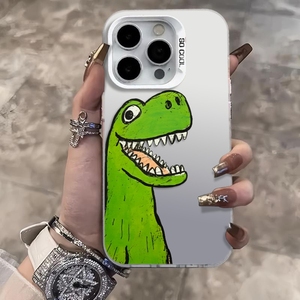Funda con iPhone 16 15 14 13 pro Max Series Patrón de dinosaurio personalizado Armadura láser Contraportada Funda protectora antideslizante esmerilada - Product Image 5