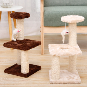 Pipi Tao Cat Tree Three Tier Sisal <b>Scratch</b> <b>Post</b> Gray Brown Durable Simple Design For Cats - Product Image 2