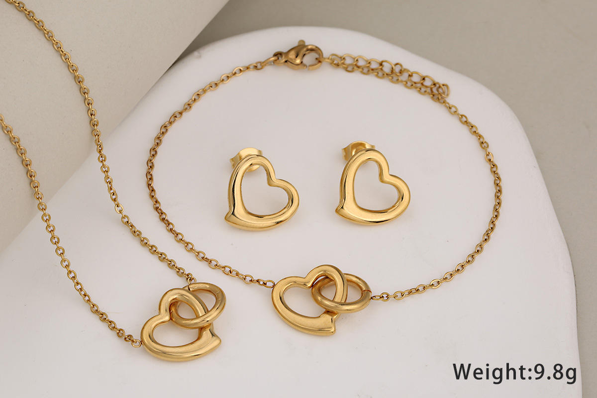 ชุดหัวใจกลมกลวงสีทอง