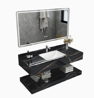 Meuble de salle de bain moderne en céramique avec miroir intelligent, lavabo, évier, toilettes et armoire sous-vasque