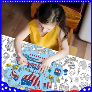 Offres Spéciales 4 juillet : Affiche <span class=keywords><strong>à</strong></span> colorier personnalisée, Nappe et Bannière pour <span class=keywords><strong>la</strong></span> Fête de l'Indépendance Américaine, Jeux de fête et Décoration murale de classe - Product Image 4