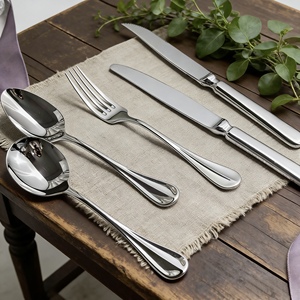 Elegant Silver 304 Stainless Steel 18/10 Cutlery Sustainable Inox Metal Baguette Design Spoon Fork Knife Set for Hotels <strong>Flatware</strong> - Product Image 1