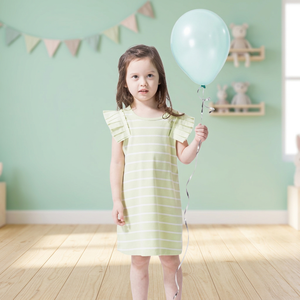 Robes d'été décontractées rayées sans manches en tricot, coupe trapèze, longueur genou, écologiques et respirantes pour filles de 2 à 6 ans (ODM) - Product Image 1