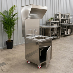 Commercial Stainless Steel Utility <b>Sink</b> Stand Freestanding Dishwashing Station with Faucet <b>Storage</b> Cabinet for Restaurant - Product Image 1